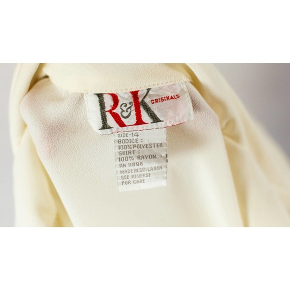 Vintage 80s Autumn Fall Cottagecore Floral Cream Secretary Midi Dress, M… - Picture 10 of 10